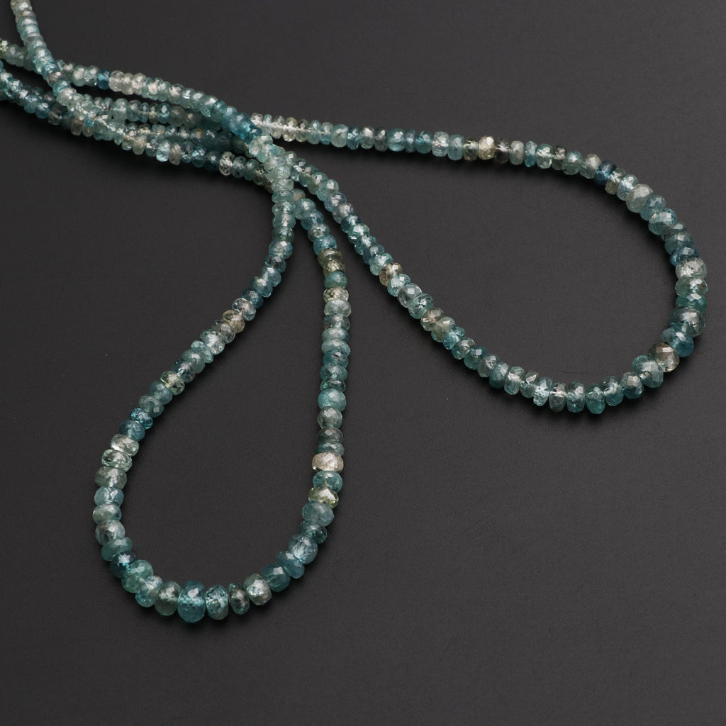Blue Zircon Faceted Roundel Beads, 3 mm to 7.5 mm, Blue Zircon Faceted Beads - Gem Quality , 8 inch / 16 Inch Full Strand, Price Per Strand - National Facets, Gemstone Manufacturer, Natural Gemstones, Gemstone Beads