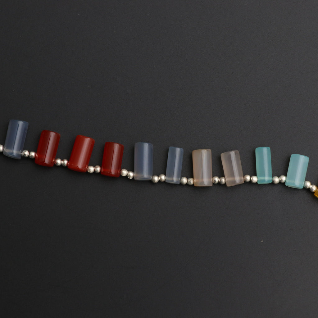 Multi Color Onyx Smooth Cylinder Beads, 10 mm to 12 mm, Multi Color Onyx Pipe, Onyx strand, 8 Inch/20 Cm Full Strand, Price Per Strand - National Facets, Gemstone Manufacturer, Natural Gemstones, Gemstone Beads