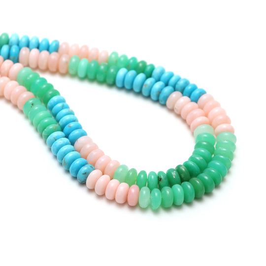 Natural Mix Semi Smooth Rondelle Beads, 8 mm, Mix Semi Jewelry Making Beads, 19 Inches Strand, Price Per Strand