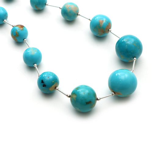 ターコイズ スムース ラウンド ボール ビーズ、10mm ～ 20mm、12 月の誕生石、ターコイズ ジュエリー作り、19 インチ フル ストランド、1 ストランドあたりの価格