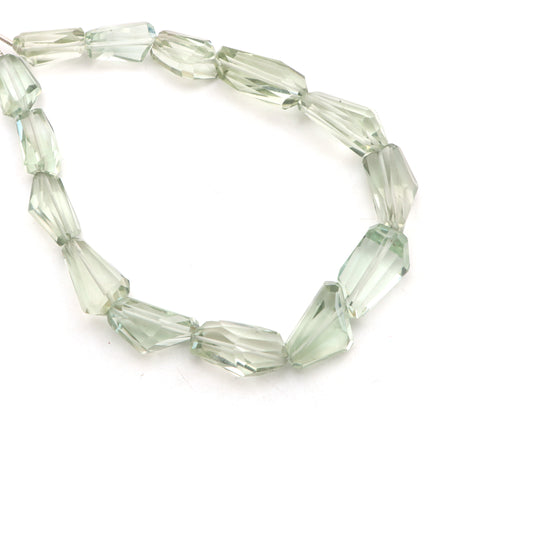 Green amethyst faceted organic beads, 9x14 mm to 11x20 mm, Amethyst jewelry making beads, Organic shape  amethyst, 9 inches strand, Price per strand