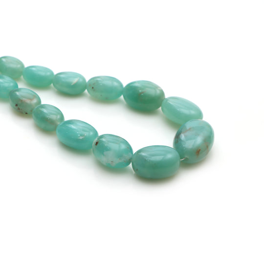 天然アクアカルセドニー スムース タンブル ビーズ、8x11.5 mm ～ 16.5x24.5 mm、カルセドニー プレーン タンブル、20 インチ ストランド、1 ストランドあたりの価格