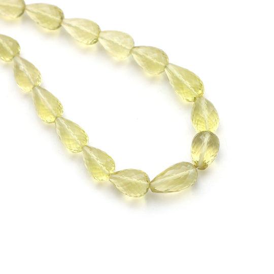 Lemon quartz faceted drop beads, 7.5x11.5 mm to 8.5x15.5 mm, Quartz jewelry making beads, Drop shape lemon quartz, 14 inches strand, Price per strand