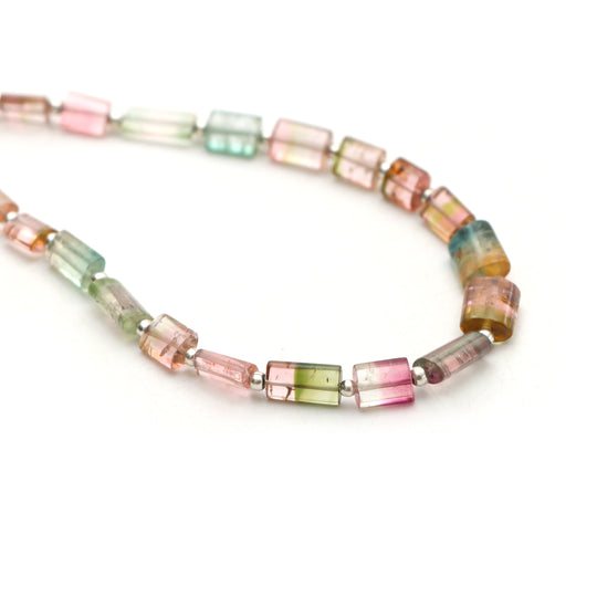 Multi tourmaline smooth tube beads, 4.5x6 mm to 6.5x7.5 mm, Tourmaline jewelry making beads, Tube shape beads, 18 inches strand, Price per strand