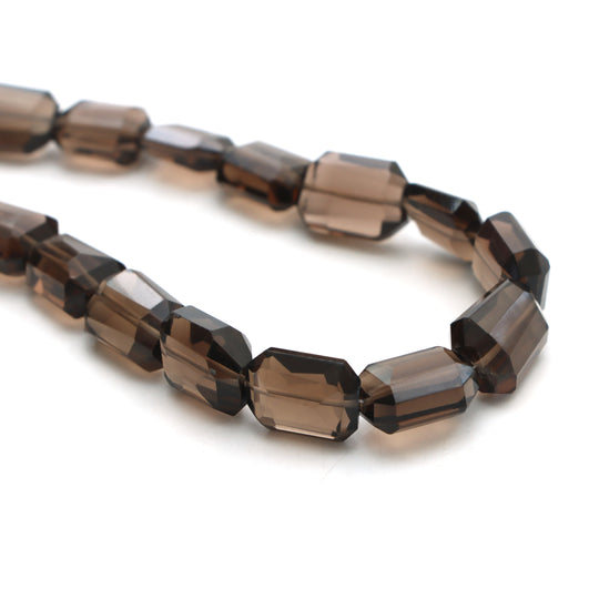 Smoky quartz faceted organic beads, 9.5x13.5 mm to 12x15 mm, Quartz jewelry making beads, Organic shape smoky quartz, 9.5 inches strand, Price per strand
