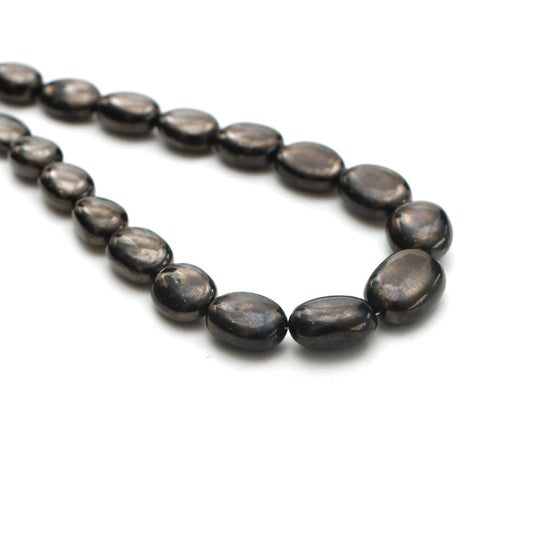 シュンガイト スムース タンブル ビーズ、5x6 mm ～ 11.5x16 mm、シュンガイト ジュエリー メイキング ビーズ、タンブル シェイプ シュンガイト、18 インチ ストランド、1 ストランドあたりの価格