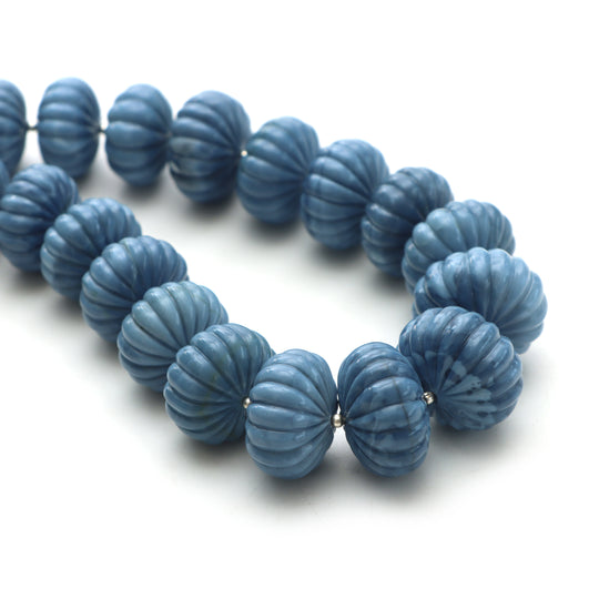 Blue opal rondelle carving beads, 16 mm to 23 mm, Opal jewelry making beads, Blue opal carving beads, 22 inches strand, Price per strand