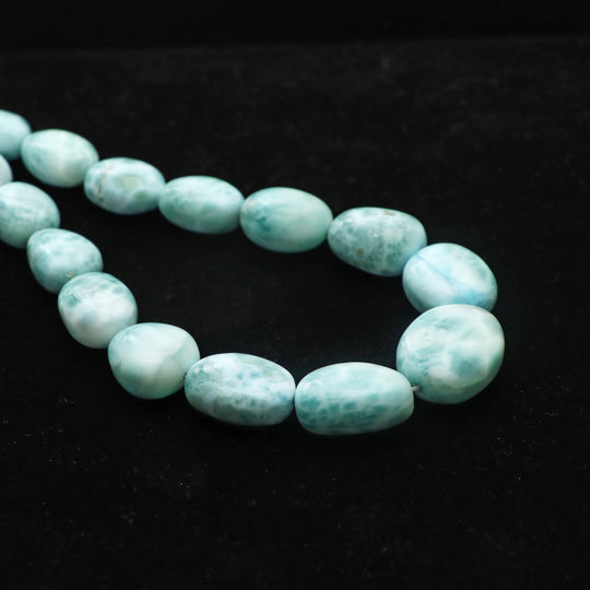 Larimar smooth tumble beads, 10x12.5 mm to 18x21.5 mm, Plain larimar tumble, Larimar jewelry making beads, 20 inch strand, Price per strand