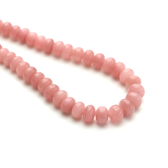 グアバクォーツの滑らかなロンデルビーズ、7 mm ～ 9.5 mm、ロンデル形状ビーズ、クォーツジュエリー製作用ビーズ、20 インチのストランド、1 ストランドあたりの価格。