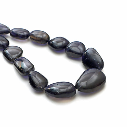 Iolite smooth tumble beads, 11x16 mm to 21x29 mm, Iolite jewelry making beads, plain iolite tumble, 19.5 inches strand, Price per strand.