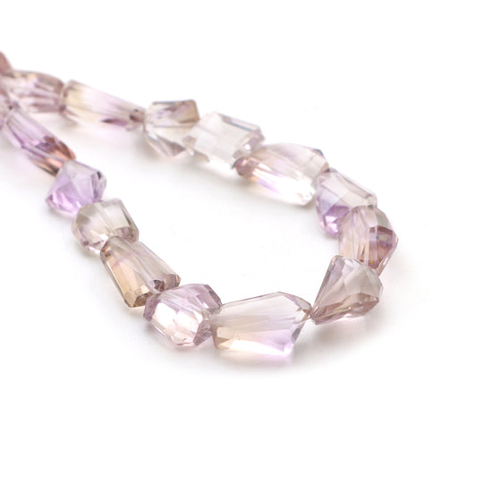 Ametrine faceted organic beads, 9x12 mm to 13x18 mm, Ametrine jewelry making beads, Organic shape ametrine, 18 inches strand, Price per strand