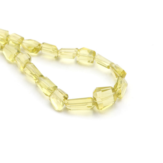 Lemon quartz faceted organic beads, 9x12 mm to 11x18.5 mm, Quartz jewelry making beads, Organic shape lemon quartz, 18 inches strand, Price per strand