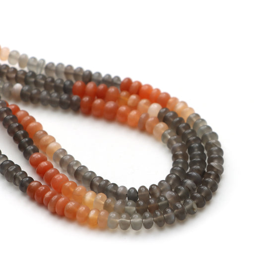 Moonstone Smooth Rondelle Beads, 5.5 mm To 6 mm, Moonstone Rondelle Necklace, Moonstone Beads, 18 Inches Full Strand, Price Per Strand