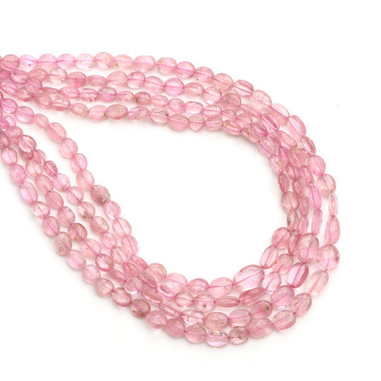 トルマリン スムース オーバル ビーズ、3.5x4 mm ～ 6x7 mm、オーバル シェイプ トルマリン、プレーン トルマリン ビーズ、18 インチ ストランド、1 ストランドあたりの価格