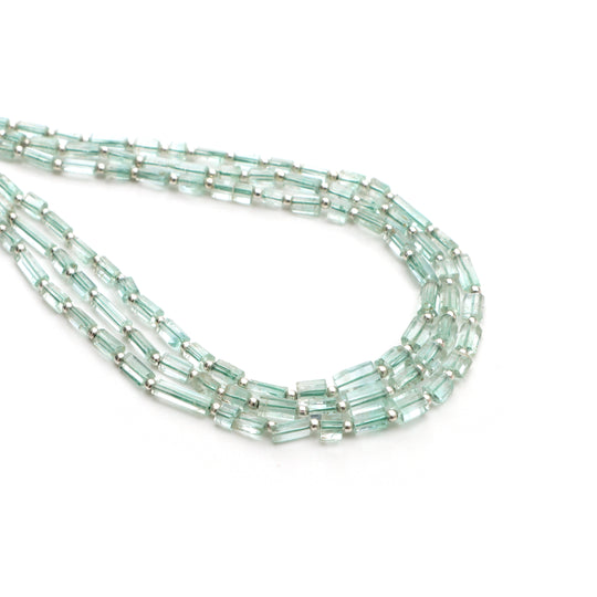 エメラルドファセットシリンダービーズ、2x6 mmから4x6 mm、エメラルドジュエリーメイキングビーズ、シリンダーシェイプエメラルド、18インチストランド、1ストランドあたりの価格