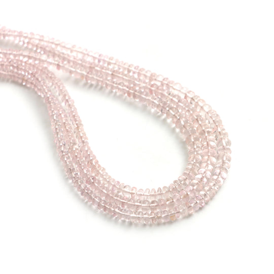 Morganite Smooth Rondelle Beads, 3 mm To 5 mm, Morganite Jewelry Making Beads, Morganite Beads, 18 Inches Strand, Price Per Strand