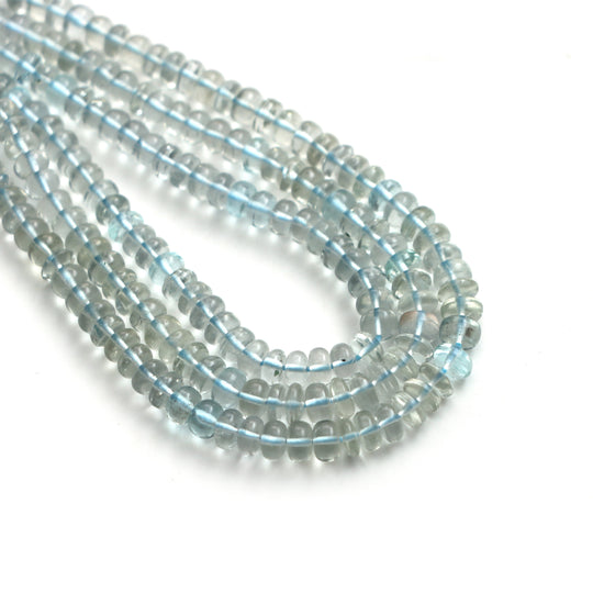 Aquamarine Smooth Rondelle Beads, 3.5 mm to 4.5 mm, Aquamarine Beads, Aquamarine Rondelle, 16 Inches Full Strand, Price Per Strand