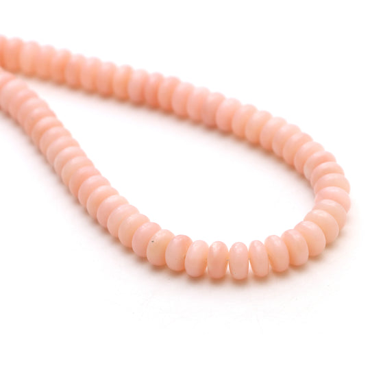 Pink opal smooth rondelle beads, 8 mm, Pink opal jewelry making beads, Rondelle shape pink opal, 16 inches strand, Price per strand