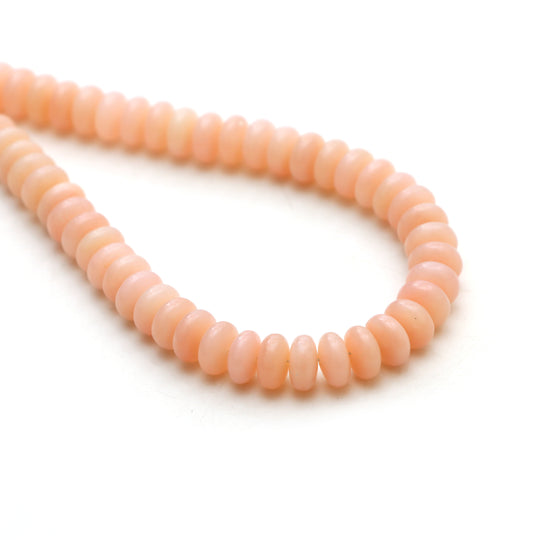 Pink opal smooth rondelle beads, 8 mm, Pink opal jewelry making beads, Rondelle shape pink opal, 16 inches strand, Price per strand