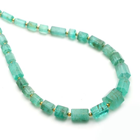 Emerald Faceted Cylinder Beads, 2.5x4 mm To 9x10 mm, Emerald Jewelry Making Beads, Emerald Beads, 18 Inches Full Strand, Price Per Strand