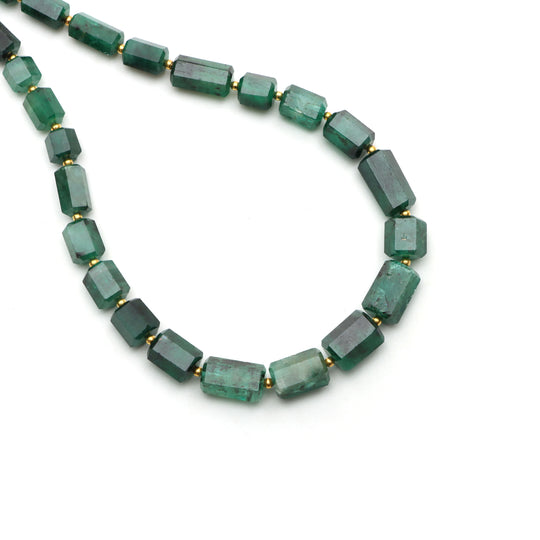 Emerald Faceted Cylinder Beads, 3.5x4 mm To 8x13 mm, Emerald Jewelry Making Beads, Emerald Beads, 18 Inches Full Strand, Price Per Strand