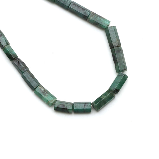 Emerald Faceted Cylinder Beads, 4x7 mm To 6.5x15.5 mm, Emerald Jewelry Making Beads, Emerald Beads, 20 Inches Full Strand, Price Per Strand