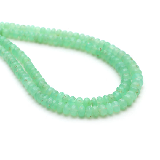 Chrysoprase smooth rondelle beads, 4 mm to 8 mm, Chrysoprase jewelry making beads, Rondelle shape chrysoprase, 18 inches strand, Price per strand