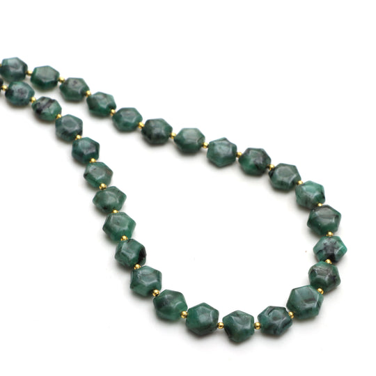 Emerald Smooth Hexagon Beads, 7x8 mm To 9.5x11 mm, Emerald Beads, Emerald Jewelry Making Beads, 20 Inches Full Strand, Price Per Strand