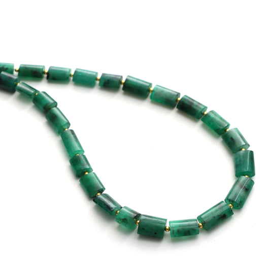 Emerald Smooth Cylinder Beads, 6.5x6.5 mm To 7x12.5 mm, Emerald Jewelry Making Beads, Emerald Beads, 18 Inches Full Strand, Price Per Strand