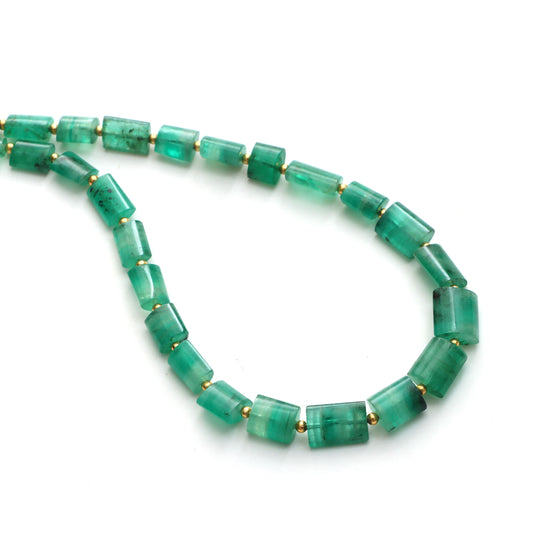 Emerald Smooth Cylinder Beads, 5.5x7 mm To 9x10 mm, Emerald Jewelry Making Beads, Emerald Beads, 18 Inches Full Strand, Price Per Strand