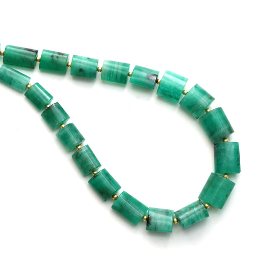 Emerald Smooth Cylinder Beads, 7x8 mm To 11x12 mm, Emerald Jewelry Making Beads, Emerald Beads, 18 Inches Full Strand, Price Per Strand