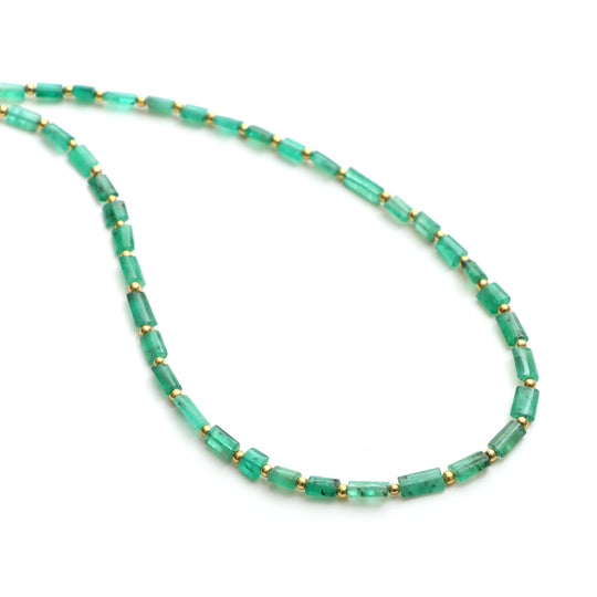 Emerald Smooth Cylinder Beads, 3.5x4.5 mm To 4x7 mm, Emerald Jewelry Making Beads, Emerald Beads, 18 Inches Full Strand, Price Per Strand