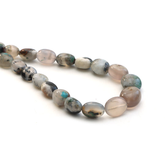 Copper chrysocolla smooth tumble beads, 8x9.5 mm to 14x17 mm, Tumble shape chrysocolla, Plain chrysocolla, 20 inches, Price per strand