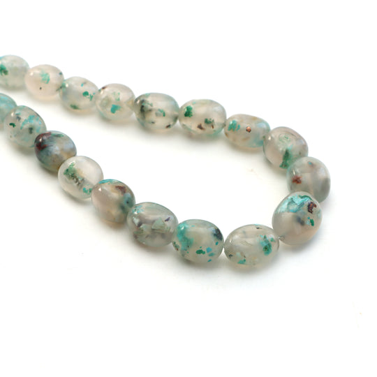 Copper chrysocolla smooth tumble beads, 9x10 mm to 14x18 mm, Tumble shape chrysocolla, Plain chrysocolla, 20 inches, Price per strand