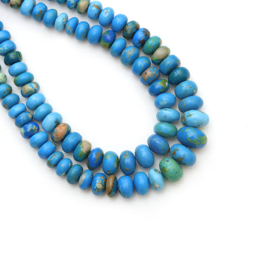 Natural Ceruleite Smooth Rondelle Beads, 6 mm To 10 mm, Blue Ceruleite Jewelry Making Gemstone Beads, 8 Inches / 18 Inches Full Strand