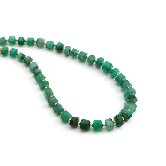 Emerald Faceted Cylinder Beads, 3x3 mm To 5x7 mm, Emerald Jewelry Making Beads, Emerald Beads, 16.5 Inches Full Strand, Price Per Strand