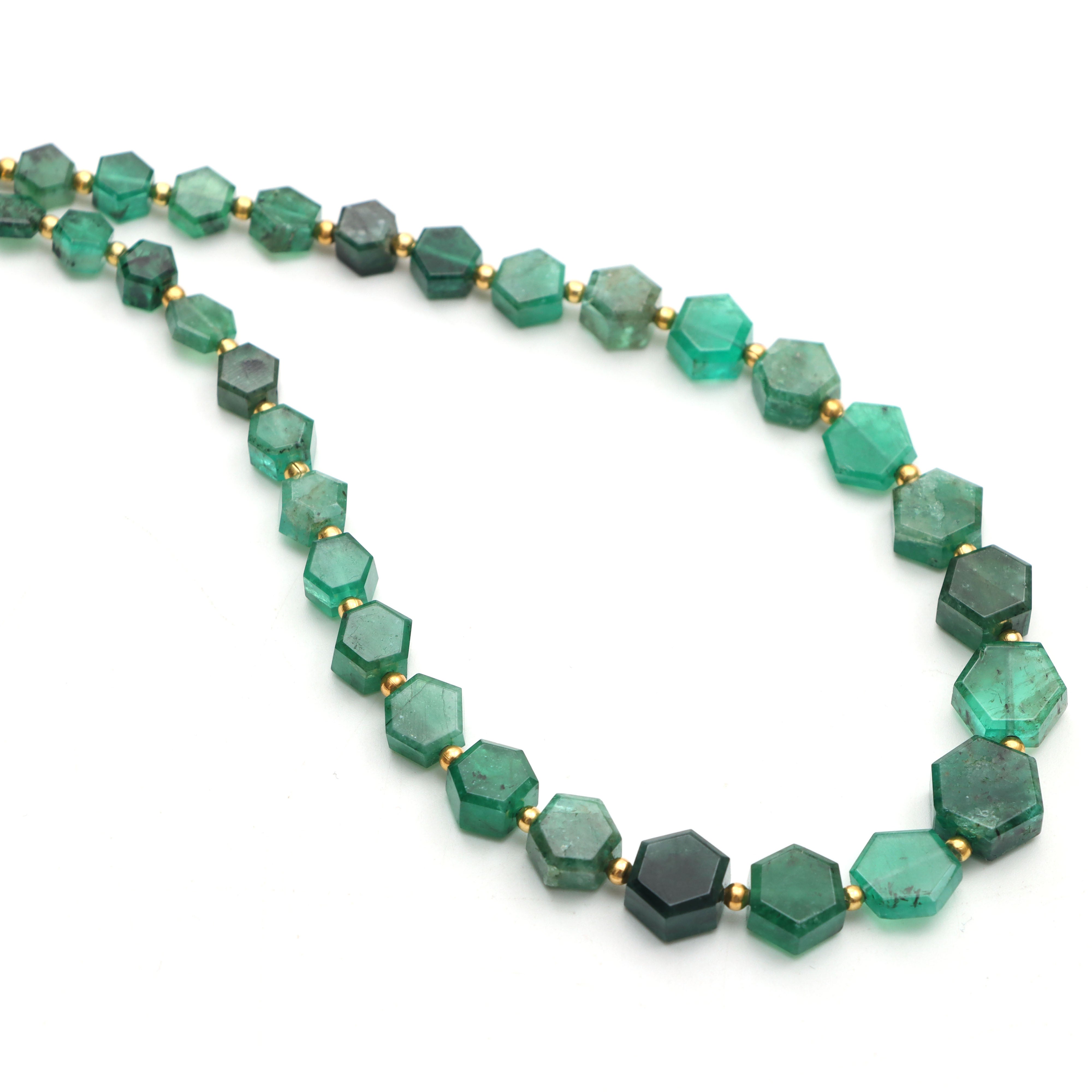 Emerald Smooth Hexagon Beads 3x3.5 mm To 9x10.5 mm Emerald Beads