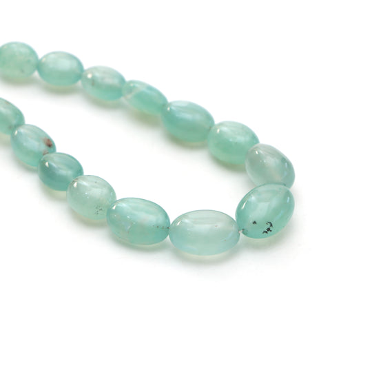 Aqua chalcy smooth tumble beads, 4x5.5 mm to 12x17 mm, Tumble shape aqua chalcy, Plain aqua chalcy beads, 18 inches strand, Price per strand