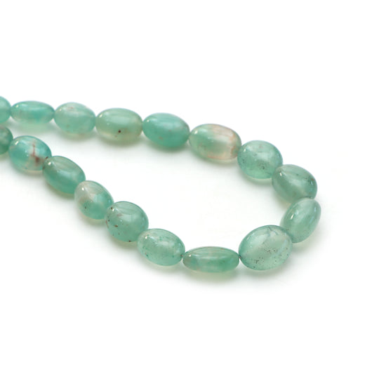 Aqua chalcy smooth tumble beads, 7.5x9.5 mm to 11x15 mm, Tumble shape aqua chalcy, Plain aqua chalcy beads, 18 inch strand, Price per strand