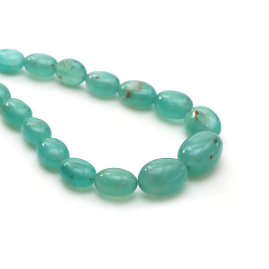 Aqua chalcy smooth tumble beads, 8.5x11 mm to 15x20.5 mm, Tumble shape aqua chalcy, Plain aqua chalcy bead, 18 inch strand, Price per strand