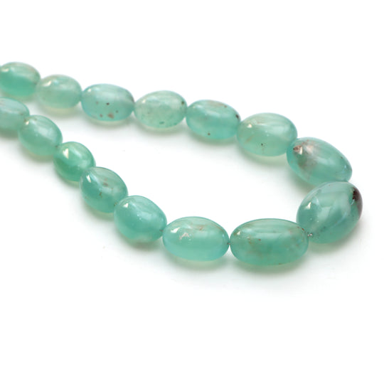 Aqua chalcy smooth tumble beads, 6x8 mm to 13x16.5 mm, Tumble shape aqua chalcy, Plain aqua chalcy beads, 18 inches strand, Price per strand
