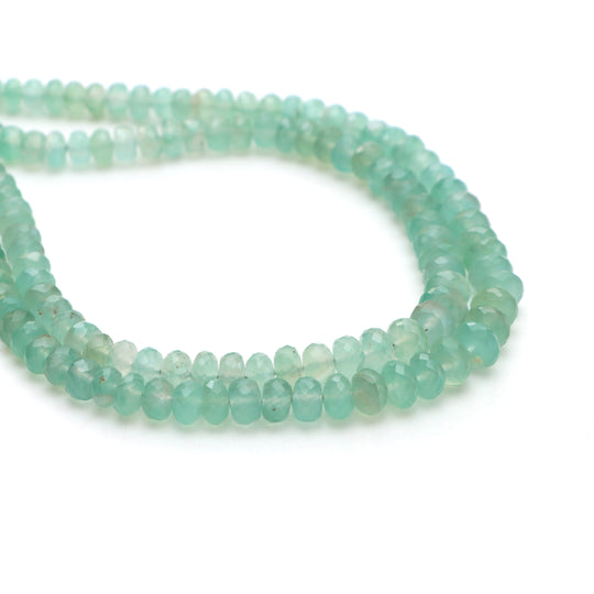 Aqua chalcy faceted rondelle beads, 4 mm to 7 mm, Rondelle shape aqua chalcy, Faceted aqua chalcy bead, 18 inch strand, Price per strand