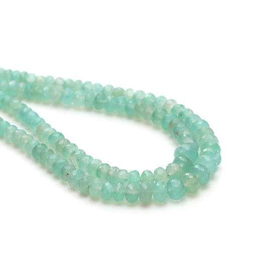 Aqua chalcy faceted rondelle beads, 4 mm to 8 mm, Rondelle shape aqua chalcy, Faceted aqua chalcy bead, 17.5 inch strand, Price per strand