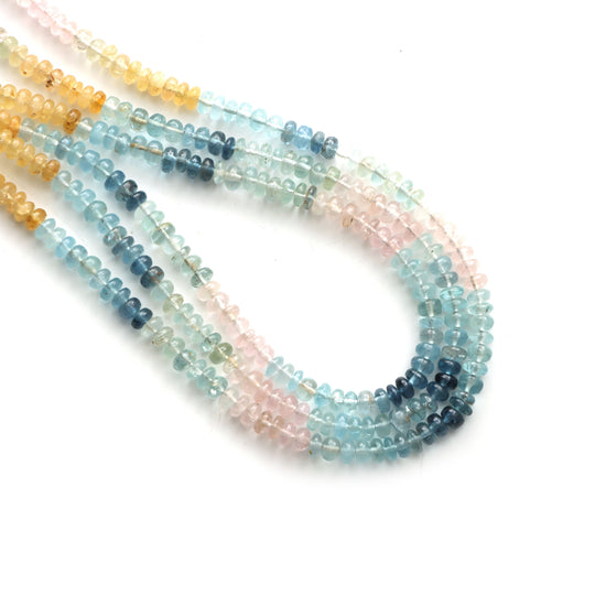 Multi Aquamarine Smooth Rondelle Beads, 5 mm, Aquamarine Rondelle Necklace, Smooth Aquamarine Beads, 18 Inches Full Strand, Price Per Strand