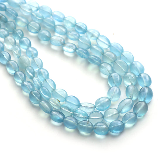 Aquamarine Smooth Oval Beads, 4x5 mm To 6.5x8 mm, Aquamarine Jewelry Making Beads, Aquamarine Oval Beads, 16 Inch Strand, Price Per Strand