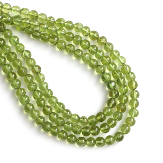 Natural Peridot Smooth Round Balls Beads 5 mm To 5.5 mm Green Peridot Balls, Peridot Jewelry Making Gemstone Beads 8 Inch / 18 Inch Strand