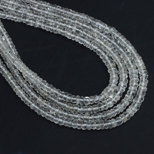 Hyalite Opal Faceted Rondelle Beads, 3 mm To 4.5 mm, Hyalite Opal Jewelry Making Beads, Opal Beads, 18 Inches Strand, Price Per Strand