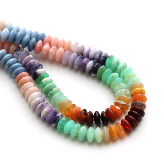 Natural Multi Opal Smooth Saucer Beads, 10 mm, Multi Opal Beads, Multi Opal Jewelry Making Gemstone Beads, 18 Inch Strand, Price Per Strand