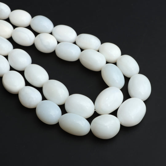 White Opal Smooth Tumble Beads, 11x14.5 mm To 16x20.5 mm, White Opal Jewelry Making Beads, Opal Beads, 18 Inch Full Strand, Price Per Strand