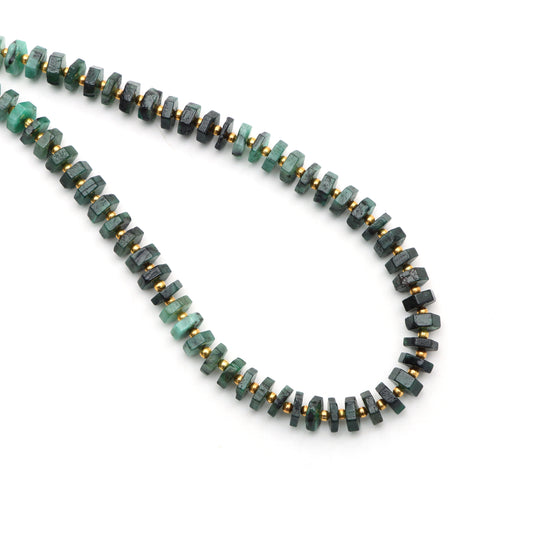 Natural Emerald Smooth Hexagon Beads, 5.5 mm To 6.5 mm, Emerald Beads, Emerald Jewelry Making Beads, 18 Inches Full Strand, Price Per Strand